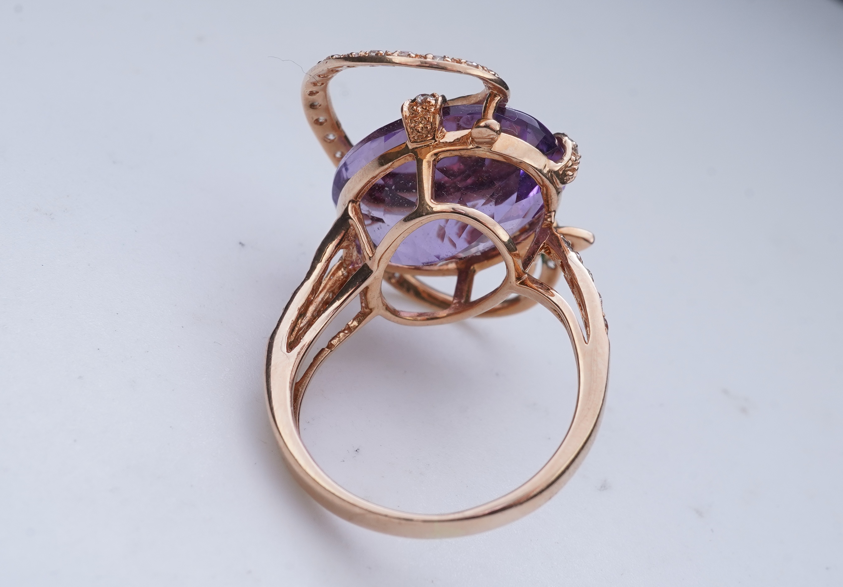 An amethyst and diamond ring